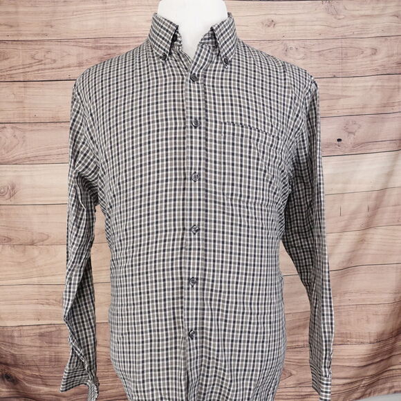 VAN HEUSEN CHECK BUTTON DOWN SHIRT MENS SIZE L LARGE 16-16.5 - Picture 3 of 6